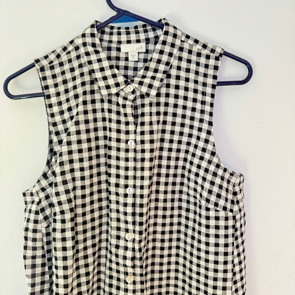 J. Jill Crinkled Gingham Collared Sleeveless Button Down Shirt Size Medium - Picture 6 of 9